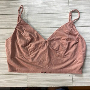 Charlotte Russe pink velvet cropped bra top size medium